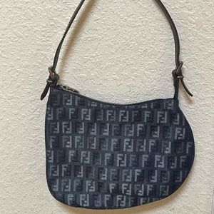 Used Navy Fendi Monogram Oyster Zucchino bag